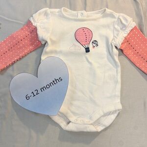 Gymboree Pink and White Hot Air Balloon long sleeve Bodysuit onesie top